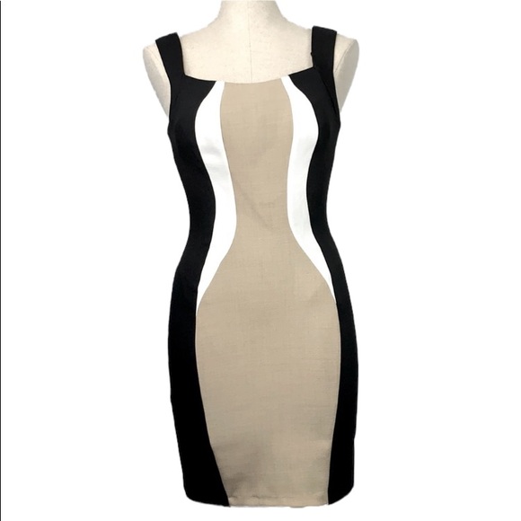 XOXO Dresses & Skirts - XOXO Lima Sheath Dress - Black/White/Beige Color Block, Body Con - Size 0/0